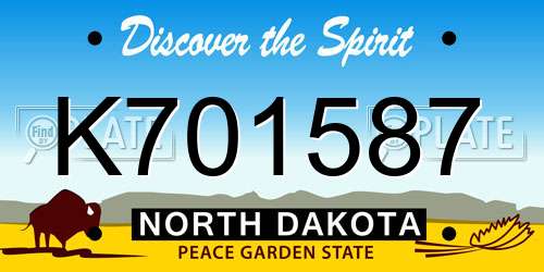 K701587 North Dakota License Plate