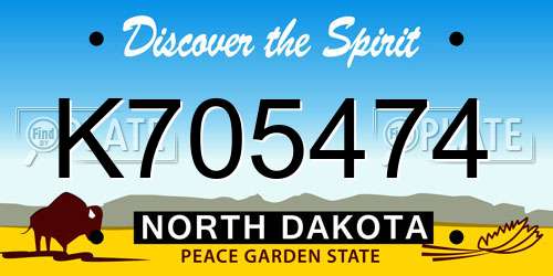 K705474 North Dakota License Plate