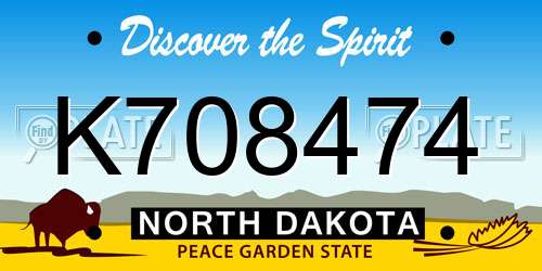 K708474 North Dakota License Plate