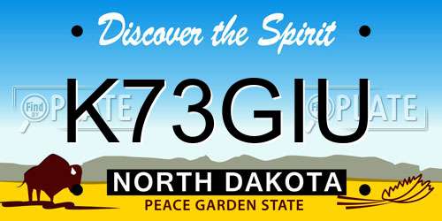 K73GIU North Dakota License Plate