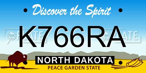 K766RA North Dakota License Plate
