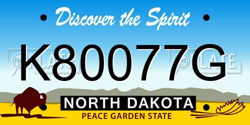K80077G North Dakota License Plate