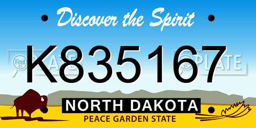 K835167 North Dakota License Plate