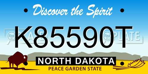 K85590T North Dakota License Plate