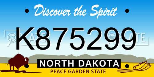 K875299 North Dakota License Plate