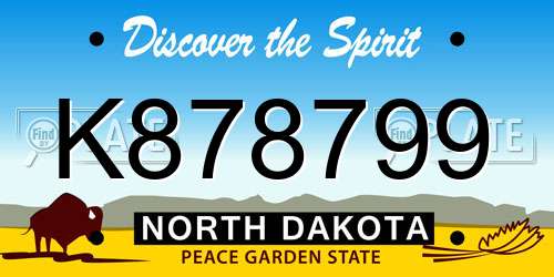 K878799 North Dakota License Plate