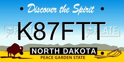 K87FTT North Dakota License Plate