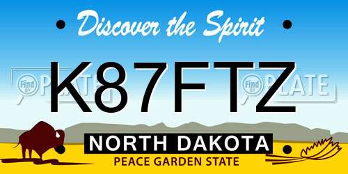 K87FTZ North Dakota License Plate