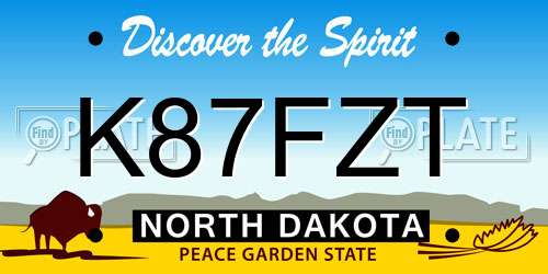 K87FZT North Dakota License Plate