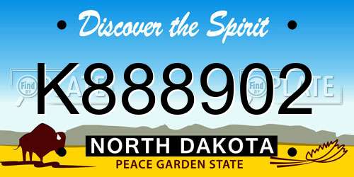 K888902 North Dakota License Plate