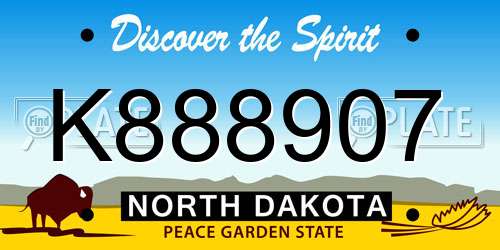 K888907 North Dakota License Plate