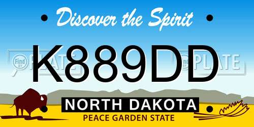 K889DD North Dakota License Plate