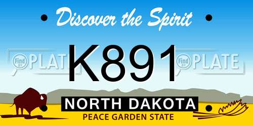K891 North Dakota License Plate