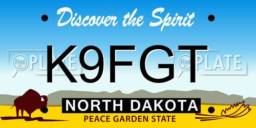 K9FGT North Dakota License Plate