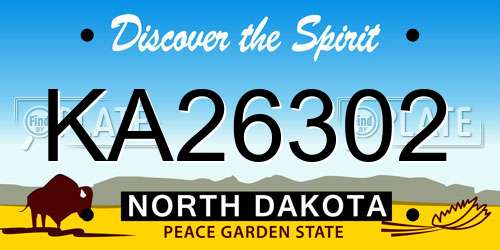 KA26302 North Dakota License Plate