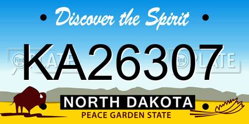 KA26307 North Dakota License Plate
