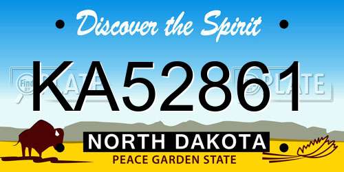 KA52861 North Dakota License Plate