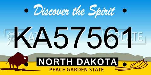 KA57561 North Dakota License Plate
