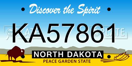KA57861 North Dakota License Plate