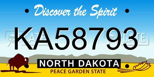KA58793 North Dakota License Plate