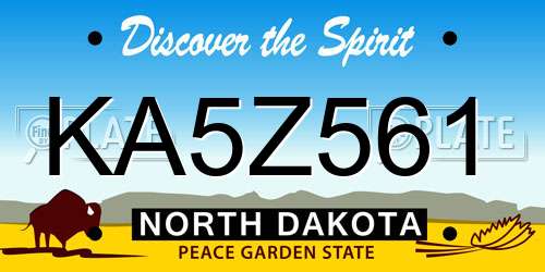 KA5Z561 North Dakota License Plate