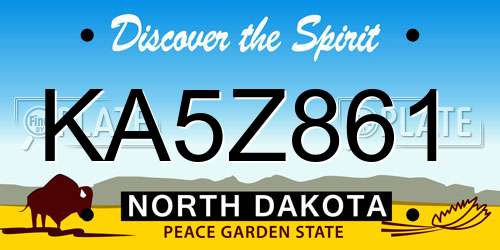 KA5Z861 North Dakota License Plate