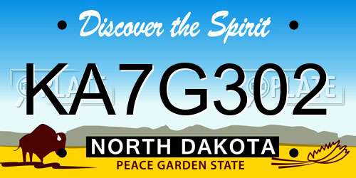 KA7G302 North Dakota License Plate
