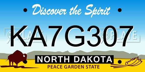 KA7G307 North Dakota License Plate