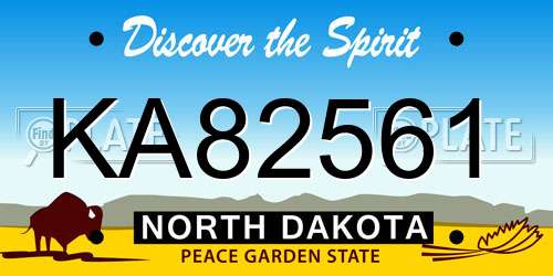 KA82561 North Dakota License Plate