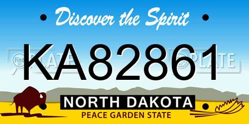 KA82861 North Dakota License Plate