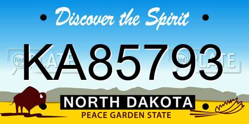 KA85793 North Dakota License Plate