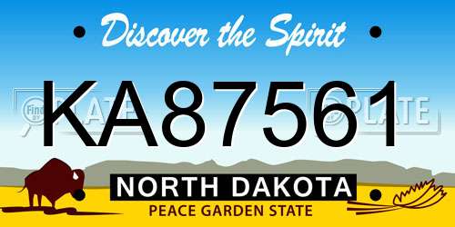 KA87561 North Dakota License Plate
