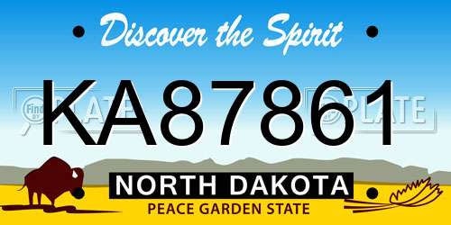 KA87861 North Dakota License Plate