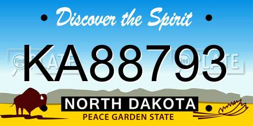 KA88793 North Dakota License Plate
