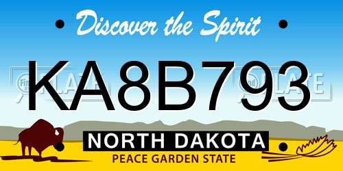 KA8B793 North Dakota License Plate