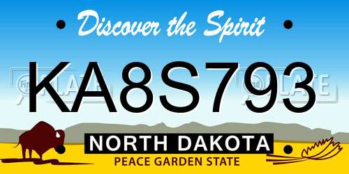 KA8S793 North Dakota License Plate