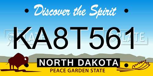 KA8T561 North Dakota License Plate