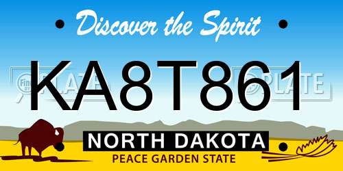KA8T861 North Dakota License Plate