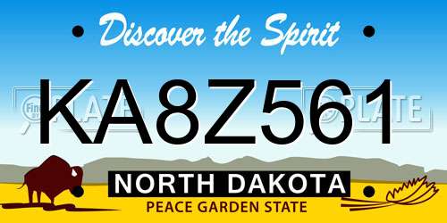 KA8Z561 North Dakota License Plate