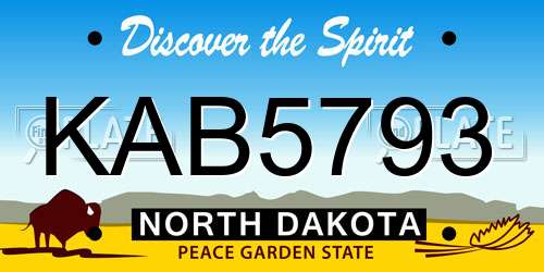 KAB5793 North Dakota License Plate