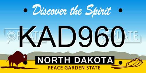 KAD960 North Dakota License Plate