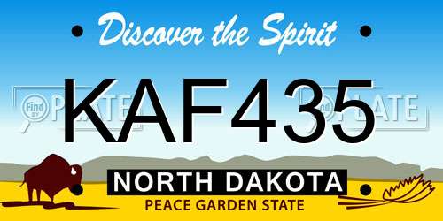 KAF435 North Dakota License Plate