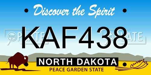 KAF438 North Dakota License Plate