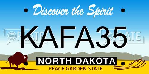 KAFA35 North Dakota License Plate