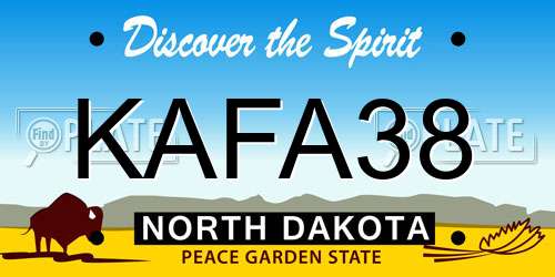 KAFA38 North Dakota License Plate