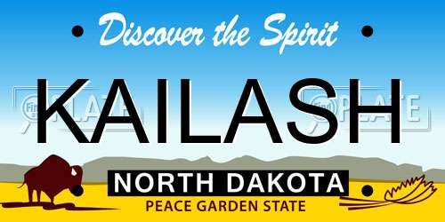 KAILASH North Dakota License Plate