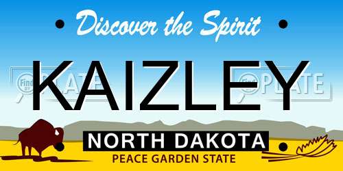 KAIZLEY North Dakota License Plate