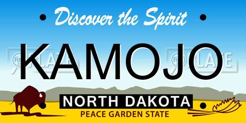 KAMOJO North Dakota License Plate