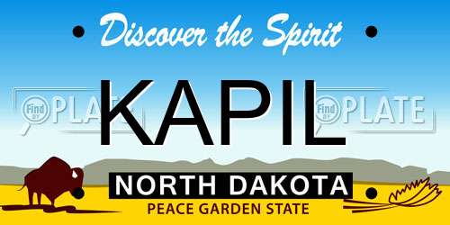 KAPIL North Dakota License Plate
