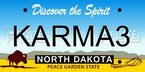 KARMA3 North Dakota License Plate